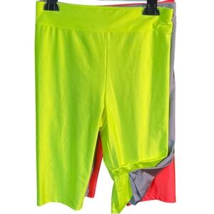Iris Women's Neon Bike Shorts Spandex Shiny Athletic Shorts ISP3140 Medium 3 Pk